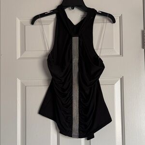 INC International Concepts Black Racerback Tank with Metallic Detail